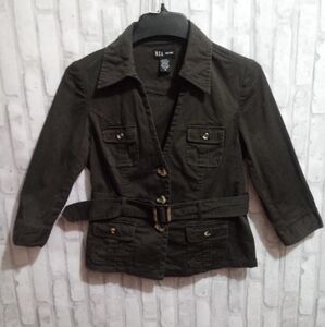 D.F.A. woman's V-cut brown belted jacket